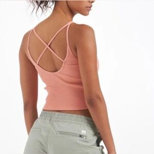 Vuori Women's Rib Crop Peach Strappy Camisole